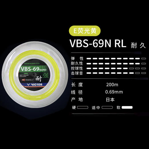 威克多VICTOR大盘羽毛球线VBS-69N RL高弹耐久进攻VBS-68P RL控制羽线大盘羽毛球线 商品图2