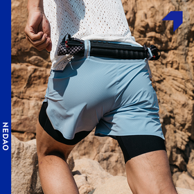 NEDAO内道越野跑步腰包收纳快干高弹带内衬三合一可挂杖新款运动短裤