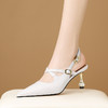 【预售5天】春夏季尖头牛皮简约一字扣包头后空高跟凉鞋女HY&H3650 商品缩略图0