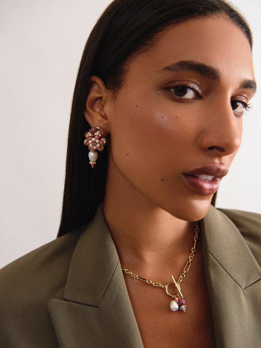 Chabaux GARDEN OF MORVI系列花型耳钉-粉色/黑白 商品图0