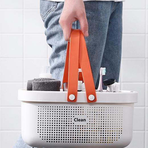 【手提式裕蓝】洗澡篮浴筐手提收纳筐洗漱用品浴室学生宿舍沐浴篮置物篮沥水塑料浴篮 商品图3
