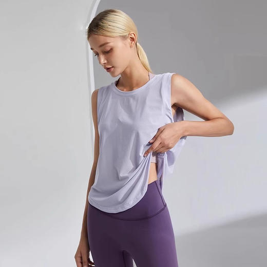 跃牌（呗咪纷纷系列）运动背心女夏薄款速干衣瑜伽短袖无袖跑步健身衣宽松罩衫背心TX301 商品图2
