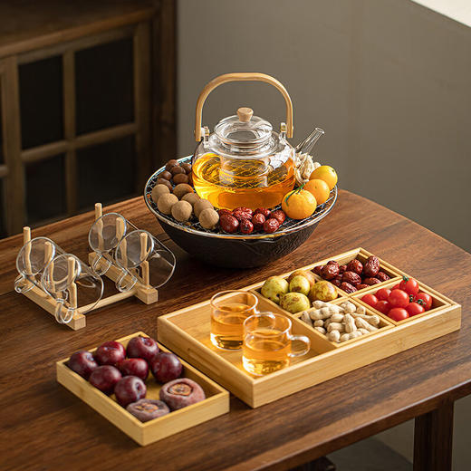 飞图乐（FTLY）围炉煮茶套装（陶瓷电陶炉+玻璃壶）黑色DTL0102 商品图2