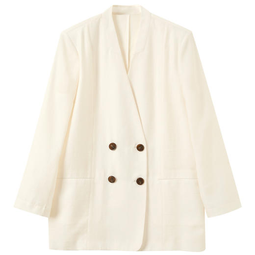 三彩2025夏季新款休闲西装外套九分袖小西服双排扣宽松气质S 商品图4