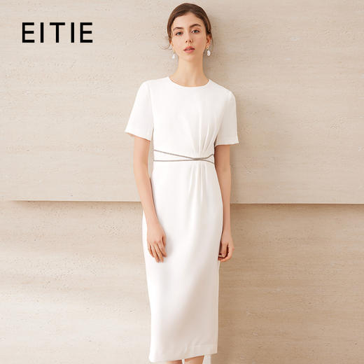 【气质钻链极简连衣裙】EITIE爱特爱优雅通勤收腰显瘦夏新款B2507676 商品图1
