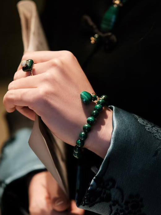 MELI&MOLI |孔雀石迷你福袋瓶925银配件点缀圆珠手链—五行之木 商品图2