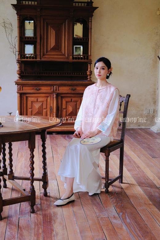 【门店同款】ENJOY夏季云敛-春光推盏粉绿繁枝中式马夹 161922946 商品图2