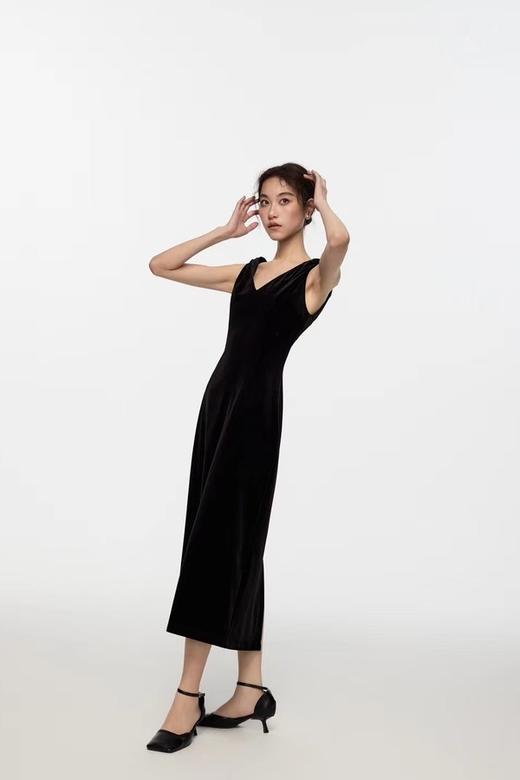 Kai & Kiera 黑色丝绒V领礼服连衣裙 20115 商品图4