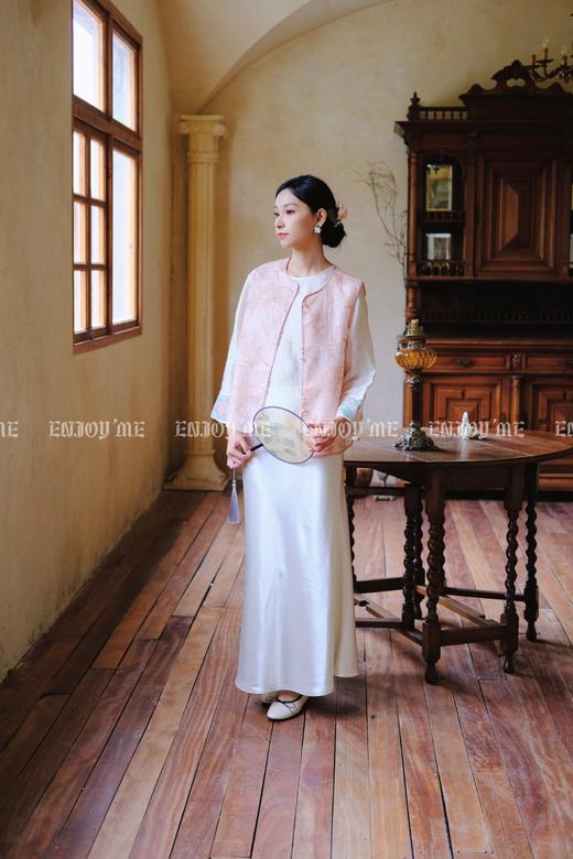 【门店同款】ENJOY夏季云敛-春光推盏粉绿繁枝中式马夹 161922946 商品图0