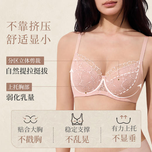 [花梦]大胸显小内衣女夏季超薄法式蕾丝性感文胸胸罩2025新款 商品图1