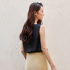 玳莎黑色格纹真丝无袖背心2025夏季新款女宽松圆领套头打底上衣  FB31001 商品缩略图2