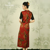 【红色复古花】【香云纱】乔万尼新款夏装重磅真丝连衣裙拼接复古印花桑蚕丝长裙ES2E123 商品缩略图4