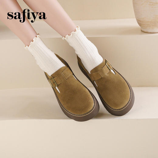 Safiya/索菲娅2025增高勃肯鞋一脚蹬松糕厚底懒人百搭休闲单鞋SFD1112421 商品图4
