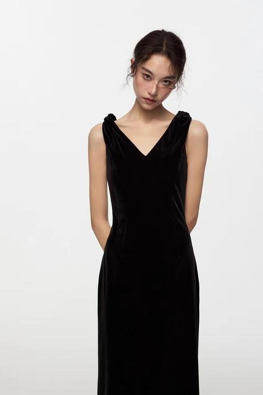 Kai & Kiera 黑色丝绒V领礼服连衣裙 20115 商品图1
