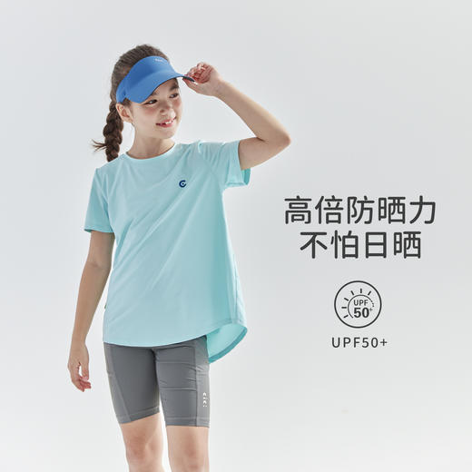 cicochild2025年夏季新款亲子款中大女童后背开衩短袖高弹透气T恤 商品图1