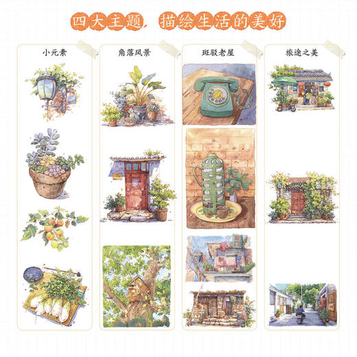 漫步时光 *系钢笔淡彩绘制技法 街景插画教程水彩钢笔淡彩插画教程 旅游绘本vlog plog教程 商品图1