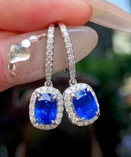 2.19ct刻面蓝宝石耳坠 商品图3