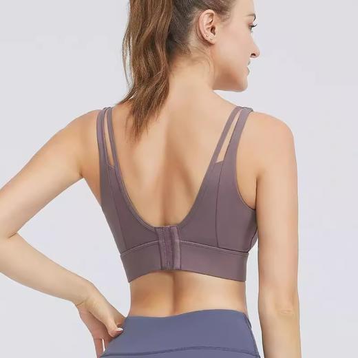 跃牌（呗咪纷纷系列）大码瑜伽内衣后扣易穿脱V字美背运动文胸固定罩杯WX091 商品图2