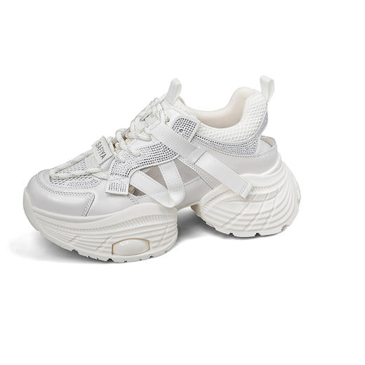 Safiya/索菲娅2025潮流厚底网面镂空烫钻增高休闲运动老爹鞋 SFD1112363 商品图6