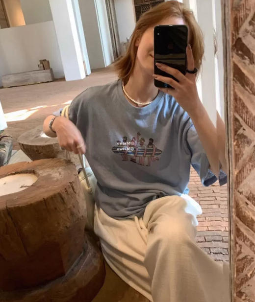 老米优品🎈3-5天。去冲浪吧！《夏日涂鸦麻棉短袖tee》随性慵懒，自带天然纹理 ! T250327A  下架 商品图5