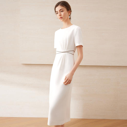 【气质钻链极简连衣裙】EITIE爱特爱优雅通勤收腰显瘦夏新款B2507676 商品图7