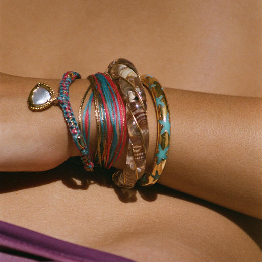 订购8周到｜Aurélie Bidermann-Honolulu-蓝粉 编织 贝壳 手链［法国设计师］ 商品图1