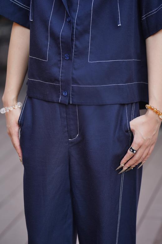 热销现货 安诺9【5.4%莱赛尔4.6%亚麻】撞色明线连帽外套LXWG2044 商品图11