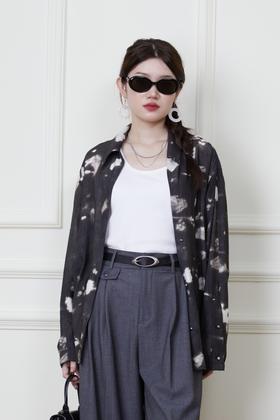 ANSUABEL 休闲随性黑色印花衬衫 20162