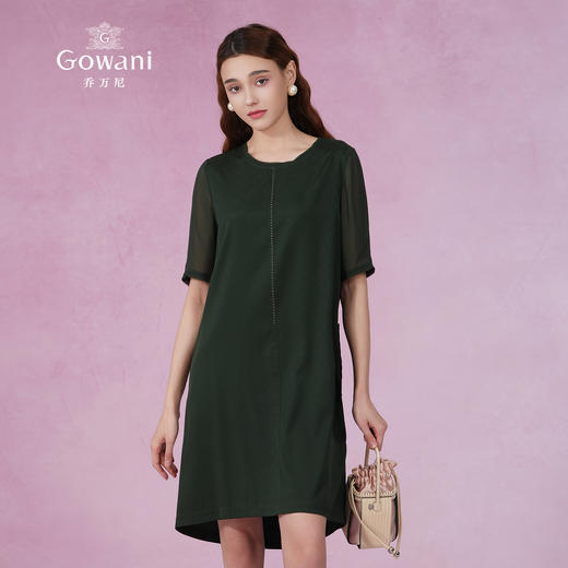 乔万尼桑蚕丝连衣裙夏季新品时尚圆领休闲宽松真丝裙中长ES2E185 商品图3