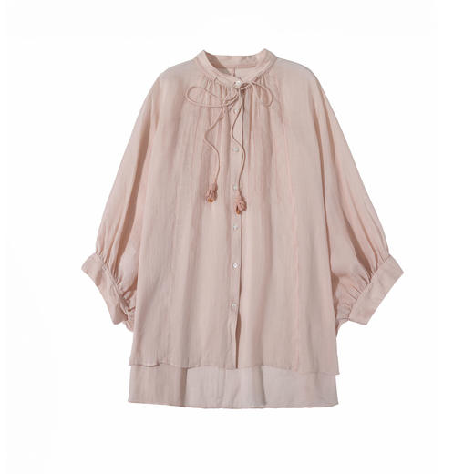 谜底衬衫分袖女2025夏季新品通勤立体花朵大廓形T型衬衣252MC0604 商品图4