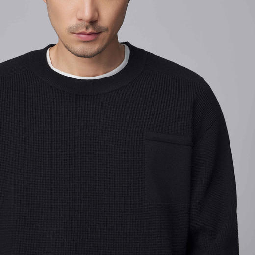 墨麦客男装2024年秋季新款加厚圆领毛衣男士肌理针织打底衫外套男 商品图4