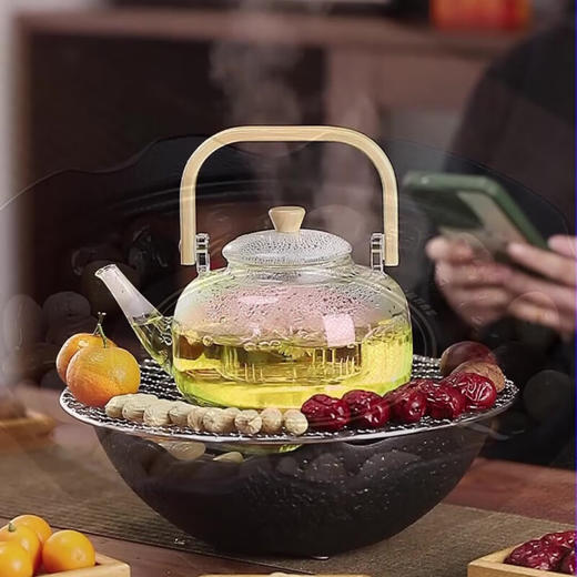 飞图乐（FTLY）围炉煮茶套装（陶瓷电陶炉+玻璃壶）黑色DTL0102 商品图0