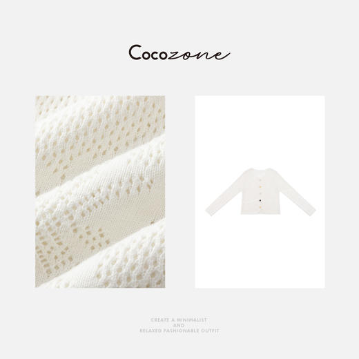 COCO ZONE 刘一一 V领休闲微透单排扣宽松气质针织衫CD2A0723 商品图2