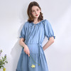 慵懒随性拼接木耳边泡泡短袖连衣裙女春夏A字宽松长裙V0850331 商品缩略图4