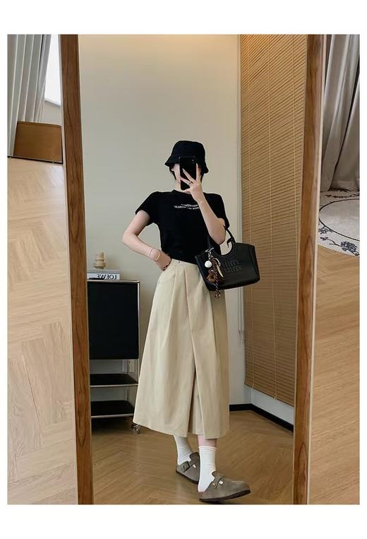 折纸裙jin口抗皱超态棉不对称对褶裥A字裙高腰半身裙 商品图4