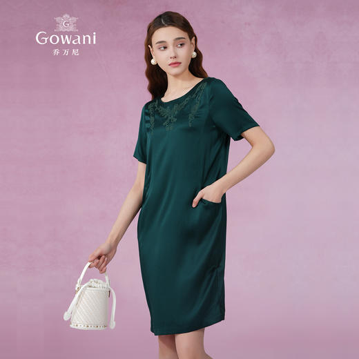 乔万尼夏季时尚桑蚕丝气质宽松中长款真丝连衣裙EN2E541 商品图3