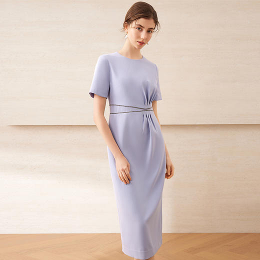 【气质钻链极简连衣裙】EITIE爱特爱优雅通勤收腰显瘦夏新款B2507676 商品图13