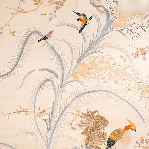 【已售】独角鹿西洋古董 1900年代中国出品「锦上添花」传统东方花鸟主题大型粤绣挂屏 商品图4