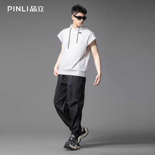 PINLI品立2025夏季新款男士连帽无袖背心美式潮牌宽松休闲上衣GD252114305 商品图3