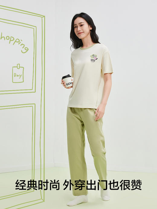 【清仓捡漏】【5A抑菌 100%棉】【M-2XL】【有棵树】女士短袖长裤纯棉家居服套装 商品图6