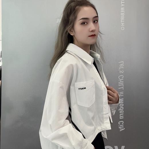 N下摆设计拼色织带长袖衬衫41227 春季 582911100456 商品图2