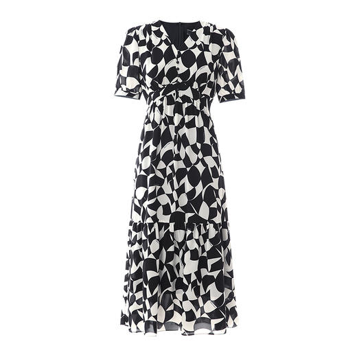 EITIE爱特爱夏款新品V领显瘦高腰印花连衣裙7807514 商品图5