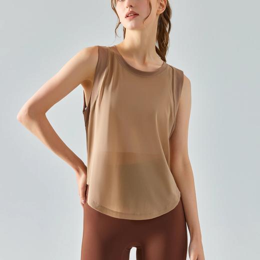 跃牌（呗咪纷纷系列）运动背心女夏薄款速干衣瑜伽短袖无袖跑步健身衣宽松罩衫背心TX301 商品图2