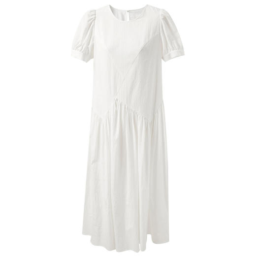 三彩独醒2025夏季新款宽松小白裙泡泡袖连衣裙A字裙长裙F 商品图4