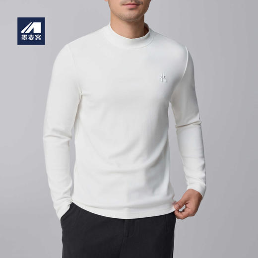 墨麦客男装远红外升温长袖T恤男士2024秋季抗菌圆领打底衫男。 商品图0