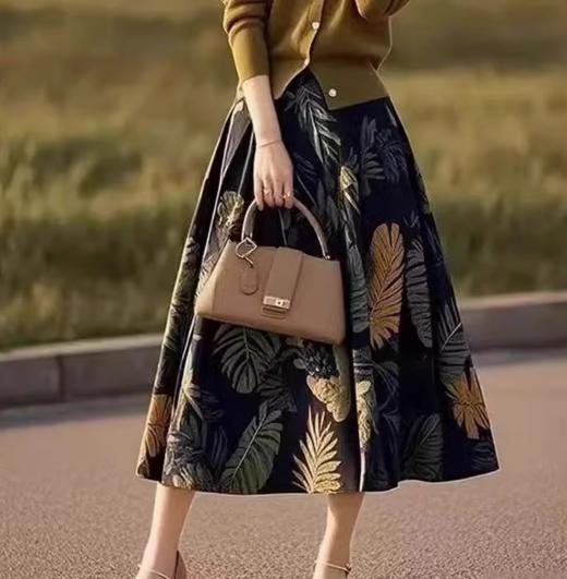 （预售15天）时尚开衫上衣，搭配印花半身裙两件套装LJX-057 商品图3