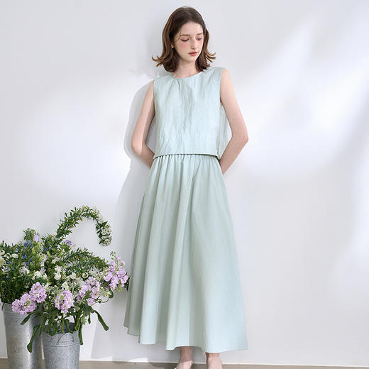 法式文艺风套装女春夏设计感后背绑带马甲搭半裙两件套V0050630 商品图3