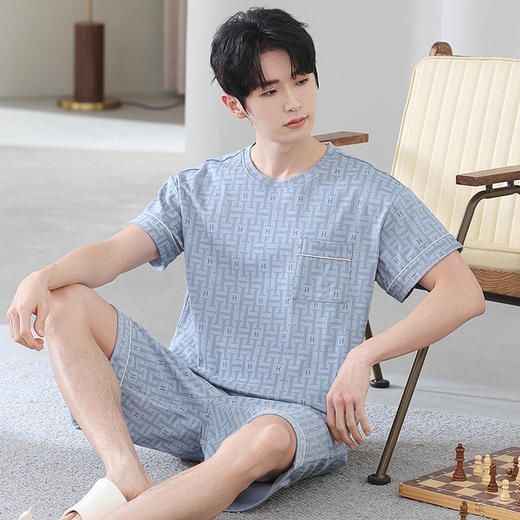 【可外穿纯棉短袖家居服】夏季简约休闲韩版休闲全棉睡衣套装 商品图1