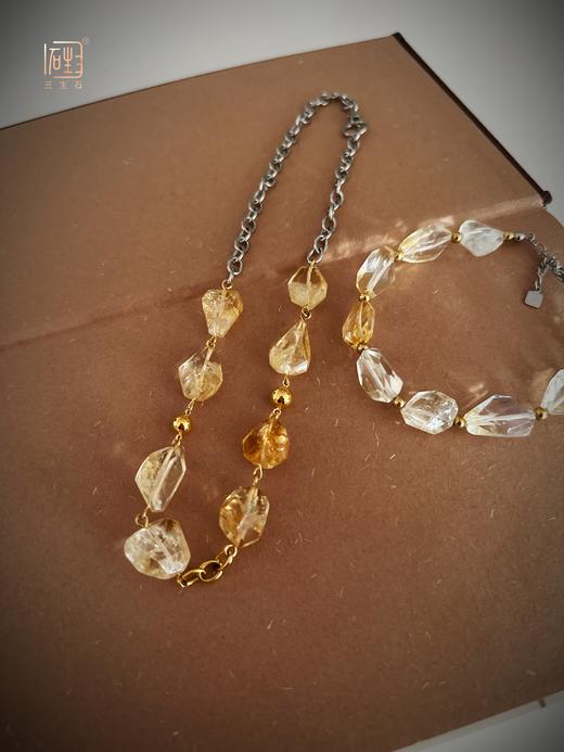 三生石本色 黄水晶随形刻面手链+项链 商品图3