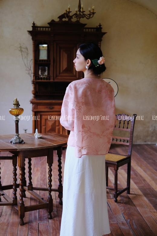 【门店同款】ENJOY夏季云敛-春光推盏粉绿繁枝中式外套 161922891 商品图7